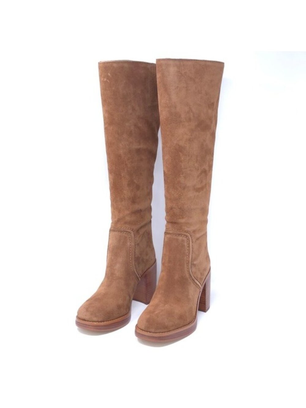 Michael Kors Boots Hayden Luggage Suede Knee High Block Heel